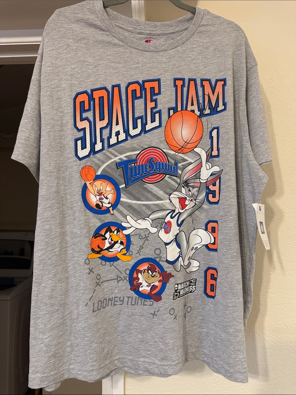 NWT Men’s size XL Champion Space Jam Tune Squad Graphic Tee - Gray/Orange/Blue